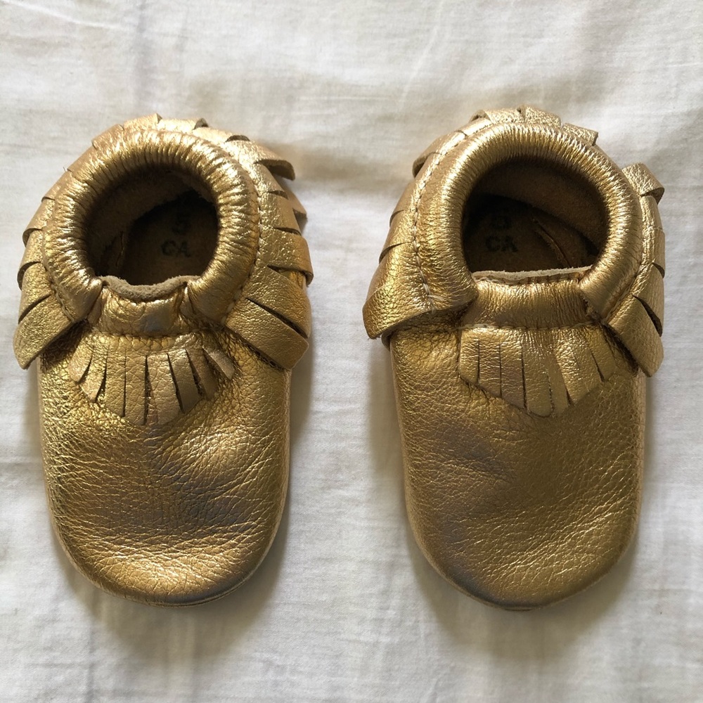 Freshly Picked Metallic Gold Moccasins
